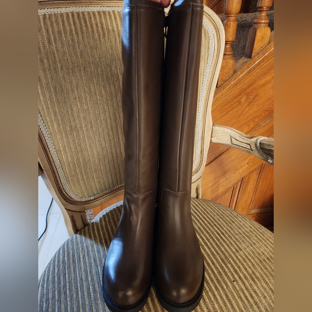 Brand-new Lands' End Dark Brown Wide Knee High Riding Boots - Picture 4 of 7